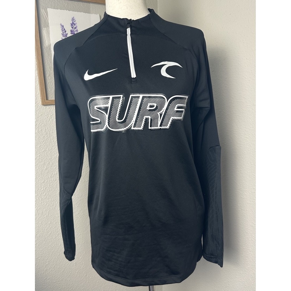 Nike Dri-FIT Surf Quarter Zip Pullover Womens Small Black Athletic Top Slim Fit